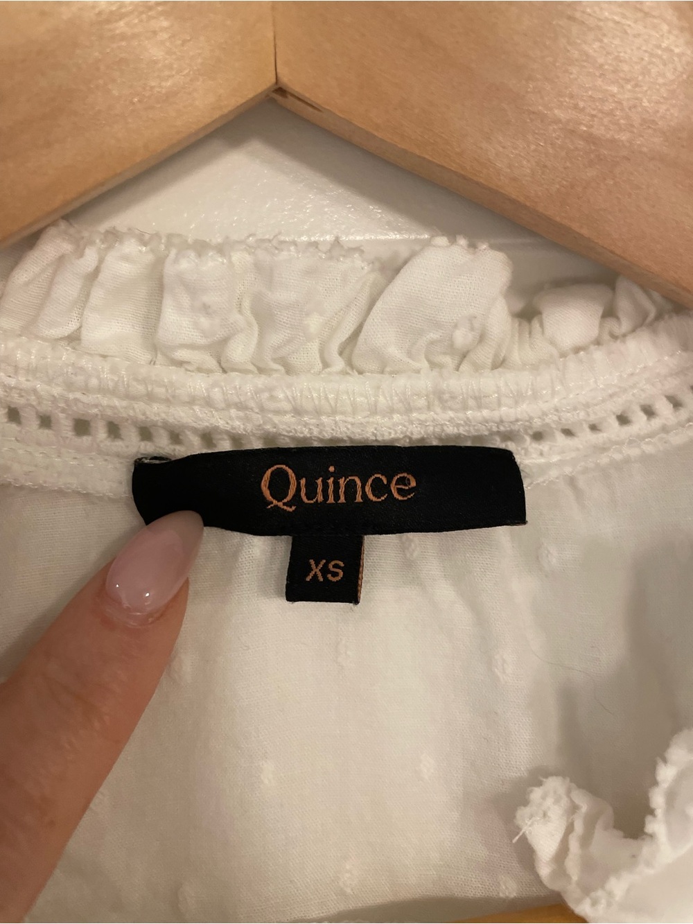 Quince Organic Textured Cotton Peasant Blouse, White, XS - Picture 8 of 8